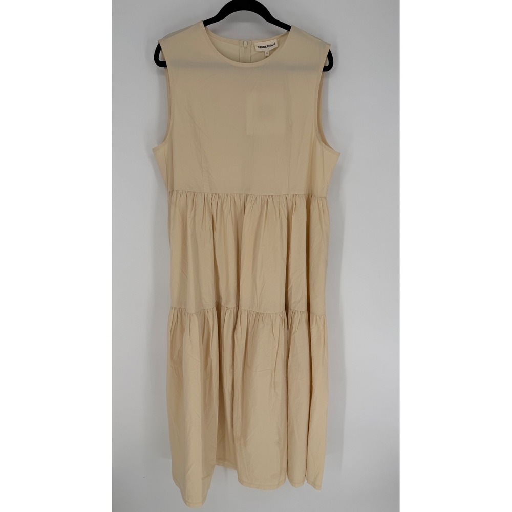 SONDERHAUS PALOMA DRESS TIERED COTTON MAXI DRESS YELLOW CREAM XL NWT - NOTE FLAW